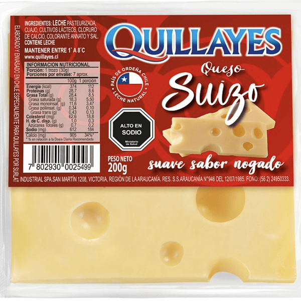 Queso Suizo Quillayes 200 G (Trozo Granel)