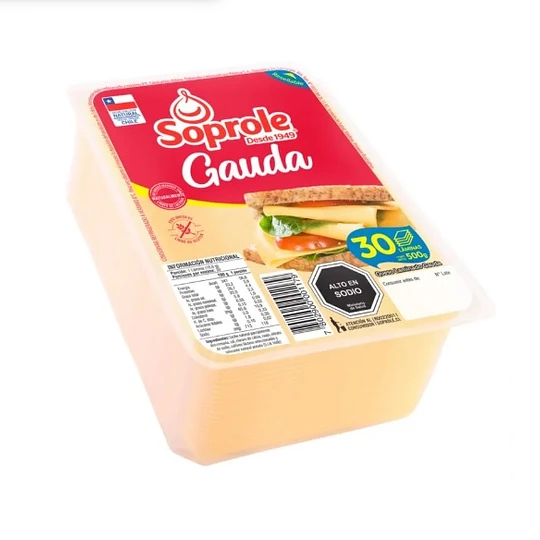 Queso Gauda 500 Grs Soprole Laminado (Trozo Granel)