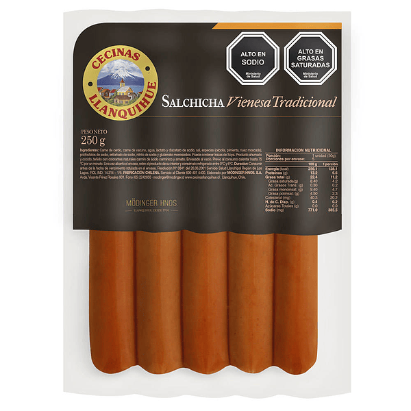 Salchicha Llanquihue 250 Gr (Trozo Granel)