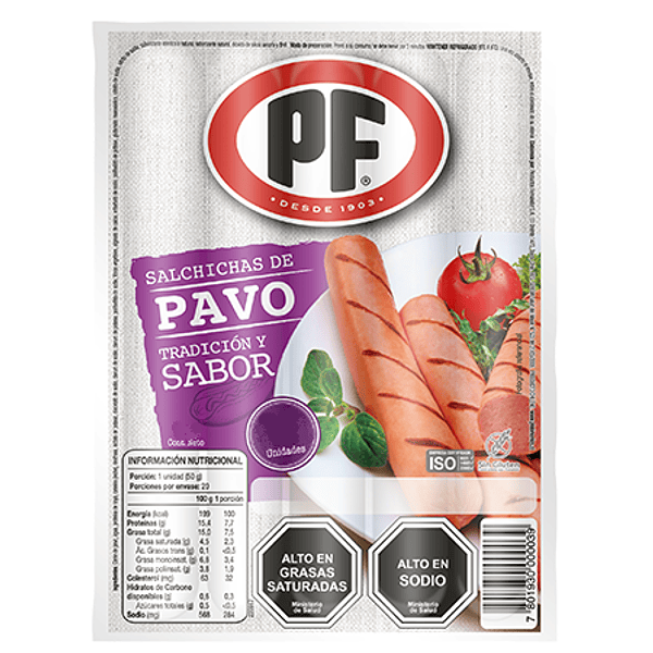Vienesas Pf Pavo 250 Gr (Trozo Granel)